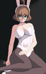 ass big_ass big_breasts big_butt big_titties breasts brown_hair bunny bunny_ears bunny_girl bunny_girl_suit bunnysuit clothing curvaceous curvaceous_female curvaceous_figure curvy curvy_figure curvy_hips female female_focus female_only glasses original original_character pixel_art seiko093 short_hair