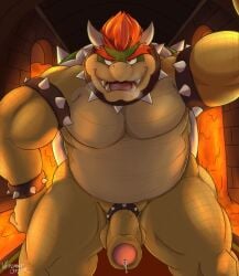 1boy 2022 accessory anthro armband bara belly big_belly big_penis bodily_fluids bowser bracelet breath cock_ring collar digital_drawing_(artwork) digital_media_(artwork) english_description fat fat_belly fat_male first_person_view foreskin furry furry_male furry_only genital_fluids genitals hair hi_res horn humanoid_genitalia humanoid_penis jewelry koopa leaking_precum leaning leaning_forward looking_at_viewer male male_only mario_(series) muscles muscular muscular_anthro muscular_male nintendo orange_eyes orange_hair overweight overweight_anthro overweight_male penis penis_accessory penis_jewelry pink_penis_tip precum presenting red_hair reptile scalie shell solo solo_male spiked_armband spiked_bracelet spiked_cock_ring spiked_collar spikes uncircumcised verdantotter yellow_skin