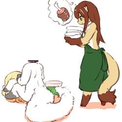 brown_hair censored furry green_eyes headless long_hair ohakotome open_mouth penis weasel what