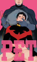 2boys batman_(series) bottomless collar dc dc_comics dick_grayson erection leash male male_only multiple_boys nightwing owlman penis richard_wayne sitting teen_titans testicles thomas_wayne_jr yaoi