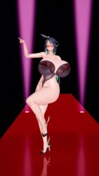 areolae areolae_visible_through_clothing better_version_at_source big_breasts bodysuit bouncing_ass bouncing_breasts dancing female_only genshin_impact glasses green_eyes high_heels hourglass_figure hourglass_figured_female iwara lipstick longer_than_2_minutes mmd music nipples nipples_visible_through_clothing ponytail pubic_hair sound tagme video xianyun_(genshin_impact)
