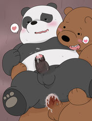 2017 bear blush cartoon_network cum cum_inside cum_on_chest drooling duo from_behind_(disambiguation) grizzly_(wbb) grizzly_bear heart inside male_only mammal overweight panda panda_(wbb) saliva standing sweat tsunamagero we_bare_bears