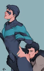 2boys age_difference anal ass batcest batman batman_(series) black_hair bruce_wayne brudick bulge buttmunch closed_eyes dc dc_comics dick_grayson domino_mask eating_ass erection erection_under_clothes gay groping holding_penis licking male male_only mask multiple_boys nightwing older_dom_younger_sub precum_through_clothing richard_wayne rimming smile tongue_fucking torn_bodysuit torn_clothes undressing yaoi