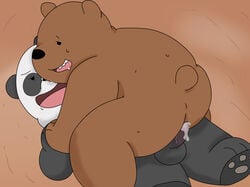 2017 anal anal_sex bear cartoon_network cum drooling duo grizzly_(wbb) grizzly_bear hand_holding inside male mammal on_top overweight panda panda_(wbb) penetration reverse_cowgirl_position saliva sex sweat tsunamagero we_bare_bears yaoi