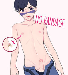 1boy blue-tinted_eyewear erection looking_over_eyewear looking_over_glasses looking_over_sunglasses male male_only matsuno_karamatsu nipples osomatsu-kun osomatsu-san penis solo sunglasses testicles tinted_eyewear topless undressing