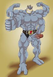 arody balls flexing humanoid_penis machamp male male_only muscular nintendo penis pokemon pokemon_(species) solo thumbs_up video_games