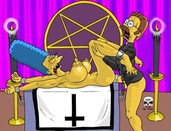 2007 bondage bound breasts clothes color cum female human insertion male marge_simpson ned_flanders nipples nude penis religion restrained sex side_view straight tagme the_fear the_simpsons