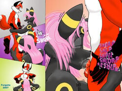 2007 anthro breasts color eeveelution fellatio female fur furgeta furry insertion interspecies male nintendo nude oral penis pokemon pokemon_(species) straight umbreon