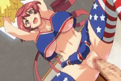 1boy american_flag american_flag_legwear animated baku_ane_otouto_shibocchau_zo! bouncing_breasts brother_and_sister censored cheerleader green_eyes hayasaki_yurine huge_breasts incest long_hair penis red_hair sex