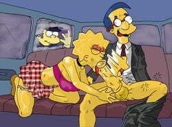 aged_up balls_deep chief_wiggum closed_eyes deepthroat erection eyeshadow fellatio female human lisa_simpson male milhouse_van_houten nipples_visible_through_clothing oral oral_sex panties_down pants_around_one_leg pleasure_face straight testicles the_fear the_simpsons yellow_body