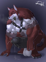 balls big_balls big_penis black_sclera black_tongue boner brown_fur canine dasa erection fur huge_balls huge_cock hyper male male_only mammal muscular muscular_male penis precum reclamon red_eyes solo solo_male tongue tongue_out white_fur wolf