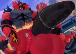 abs anthro balls biceps bodybuilder condom cum cum_on_penis cumming excessive_cum flexing furry gay hyper hyper_balls hyper_genitalia hyper_muscles hyper_penis hyper_testicles incineroar kunn_(artist) machoke male male_focus male_only muscles muscular muscular_arms muscular_ass muscular_back muscular_legs muscular_male muscular_thighs nipples pecs penis penis_growth pokemon pokemon_(species) testicles veins veiny_penis vore
