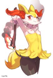 2016 absurd_res barely_visible_genitalia braixen breasts cheek_tuft colored_sketch female fire fur furry furry_only hi_res holding_object iizuna inner_ear_fluff looking_at_viewer naked neck_tuft nintendo nipples nude pokémon_(species) pokemon pokemon_(species) pussy red_eyes red_fur signature simple_background solo standing subtle_pussy tail tuft video_games white_background white_fur yellow_fur