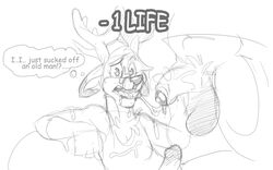 2017 after_sex balls big_penis black_and_white cervine cum deer english_text erection furfragged male mammal monochrome penis sino sketch text yaoi
