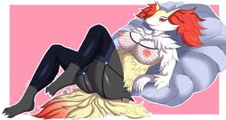 2017 anthro braixen breasts canine clothed clothing fan_character female fishnet fox harnny lingerie mammal minx_lyra nintendo nipples pokémon_(species) pokemon pokemon_(species) video_games