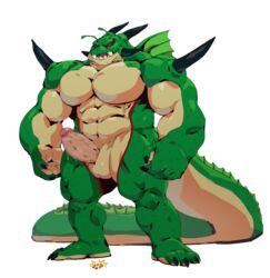 2017 abs alien antennae anthro biceps big_muscles dragon dragon_ball dragon_ball_z erection fangs full-length_portrait full_length male male_only monster muscular orbs pecs penis porunga red_eyes scalie sharp_teeth solo spikes standing taoren teeth