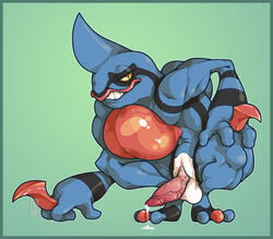 absurd_res anthro balls hi_res kneeling male male_only misericorde nintendo penis pokemon pokemon_(species) precum solo toxicroak video_games