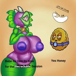 big_breasts chompzilla_(pvz) lbanano0206 meme plants_vs_zombies pvz_heroes wall-nut_(pvz) wall_knight