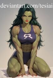 1girls abs ai_generated ass big_ass big_breasts breasts female female_only fit_female heroine hulk_(series) jennifer_walters marvel marvel_comics muscular muscular_female panties she-hulk solo straight_hair superheroine tesiai the_incredible_hulk_(1996_tv_series) thick_thighs wide_hips