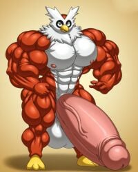 ai_generated delibird hyper_muscles hyper_penis muscular pokémon_(species) pokemon solo tagme veiny_penis