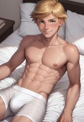 1boy abs adrien_agreste ai_generated arm_support blonde_hair blush boxer_briefs bsky_link bulge civitai dvxxxgrai gay green_eyes lying lying_on_back male male_only miraculous:_tales_of_ladybug_and_cat_noir miraculous_ladybug nipples nude nude_male on_bed pony_diffusion_xl solo solo_focus solo_male tagme toned toned_body toned_male twitter_link white_underwear yaoi