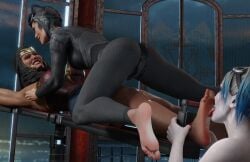 3d 3girls batman_(series) black_toenails catsuit catwoman catwoman_(injustice) dais1984 dc dc_comics diana_prince feet feet_focus female female_focus female_only foot_fetish harley_quinn harley_quinn_(injustice) injustice_2 licking licking_foot selina_kyle soles sucking_feet sucking_toes tickling tickling_armpits ticklish toes wonder_woman wonder_woman_(injustice) wonder_woman_(series) yuri