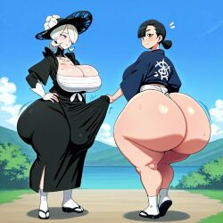 1futa 1girls ai_generated ass ass big_ass big_breasts big_butt breasts cogita_(pokemon) erection erection_under_clothes erection_under_loincloth fundoshi fundoshi_futanari fundoshilover101 futanari game_freak happi_(clothing) huge_ass huge_breasts huge_butt loincloth nintendo pokemon sarashi tabi_socks yamathegod_(style)