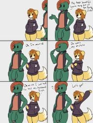 1boy 2d 2d_(artwork) comic dick_out female fur furry married married_woman miso_souperstar swingers tail text