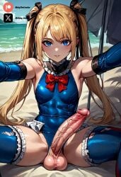 1futa ai_generated blonde_hair blonde_hair blue_eyes breasts cock colored dead_or_alive dick futa_only futanari futanari futanari/female light_skin light_skinned_futanari marie_rose nickythecreator penis sexy sexy_body sexy_pose testicles veiny_penis