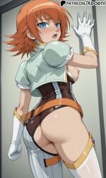 1girls accurate_art_style ai_generated areola areola_slip areolae ass ass bakugan bakugan_battle_brawlers bed bedroom big_ass big_breasts blue_eyes blush breasts cartoon_network cleavage exposed_breasts exposed_pussy female female_only gloves hi_res huge_ass inviting inviting_to_sex jacket keoenl legs legs_up lying_on_bed masturbation medium_breasts mira_clay nipples nude on_back on_bed orange_hair patreon sexy short_hair solo solo_female surprised thick_thighs thigh_highs wall wide_hips