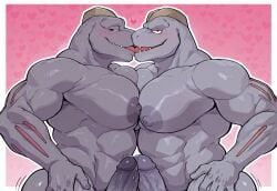 <3 2boys 2men abs ai_art ai_generated anthro ass bara bara_tits biceps big_ass big_ass_(male) big_butt big_butt_(male) big_cock big_dick big_pecs big_pectorals big_penis blush boner cock deltoids dick erection falsead fangs frottage gay gay_male heart kissing large_pecs large_pectorals machoke male male/male male_only male_pokemon/male_pokemon man_boobs man_tits motion_lines muscular muscular_male nipples pecs pecs_against_each_other pectorals penis pokemon precum precum_drip precum_on_penis tongue tongue_kiss tongue_out trapezius triceps underbite