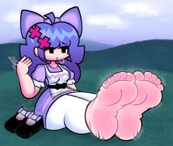 1girls artist_request black_eyes blue_hair feet female female_only fnf fnf_mod fnf_mods foot_fetish friday_night_funkin friday_night_funkin_mod moana_melville oc original_character tagme