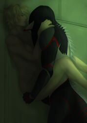 1boy 1cuntboy ambiguous_gender ambiguous_penetration background blonde_hair cuntboy hallway hallway_in_background light-skinned_male light_skin metal_gear metal_gear_solid monster naked omen_(metal_gear) raiden_(metal_gear) sunnahal teratophilia vaginal_insertion vaginal_penetration