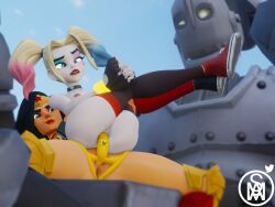 adventure_time anal anal_sex bisexual confused confusion crossover dc dc_comics harley_quinn harley_quinn_(multiversus) iron_giant_(character) jake_the_dog middlemansfm multiversus orgasm_face smile smirk smirking strap-on the_iron_giant threesome transformation vaginal_penetration vaginal_sex warner_bros warner_brothers watching wonder_woman wonder_woman_(series)