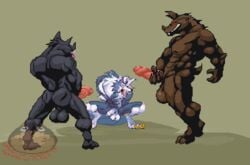 3boys abs animated anthro anthro_on_anthro bat big_testicles black_skin blue_skin bouncing_balls bound brown_skin bukkake bullying capcom closed_eyes cum cum_everywhere cum_on_body cum_on_face cum_on_ground cumshot darkstalkers erection excessive_cum furry gallon gay giovanni_(hungothenomster) green_background grin group half-erect humanoid_penis hungothenomster jon_talbain male mammal manly masturbation messy multicolored_skin muscular muscular_male naked nude open_mouth orgasm penile_masturbation penis pixel_art red_eyes sharp_teeth simple_background sitting smile standing teeth testicles tongue tongue_out uncut video_games white_skin