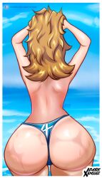 absurdres ass back bikini blonde_hair darkxenssei fantastic_four female highres marvel marvel_rivals original self-upload solo sue_storm swimsuit thong water wet