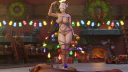 1girls 3d big_breasts blizzard_entertainment blonde_hair blood_elf bondage christmas female female_only light-skinned_female light_skin mistletoe morilymory nipple_piercing nipple_rings nude original_character pinup restrained rope sarisia_sunfeast solo thick_thighs voluptuous voluptuous_female warcraft wide_hips winter_veil world_of_warcraft