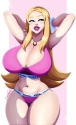 1girls american_dad big_breasts bimbo blonde_female blonde_hair blue_eyes breasts candy_bandit female female_only francine_smith huge_breasts large_breasts long_hair milf pink_lipstick pink_panties underwear