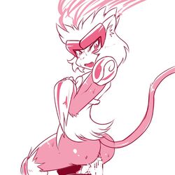 2017 anthro blush fur infernape looking_at_viewer mammal marinaget monkey nintendo nude open_mouth penis pokemon pokemon_(species) primate simple_background solo video_games