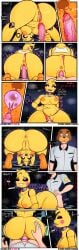 absurd_res animatronic anthro anus avian bird black_sclera blonde_hair bodily_fluids breasts butt_slap cervix chicken clitoris clothing clothing_aside condom cowgirl_position cum doggy_style duo female filled_condom first_person_view five_nights_at_freddy's five_nights_at_freddy's_2 freddy_fuckbear's_cathouse_(kevwrite) from_behind_position from_front_position galliform gallus_(genus) genital_fluids genitals hair hi_res inside internal jeremy_fitzgerald kevwrite looking_at_viewer machine male mask nipples on_bottom on_top panties panties_aside penetration penis phasianid pubes pussy robot scottgames sex sexual_barrier_device slap slap_(sound_effect) toy_chica_(fnaf) underwear underwear_aside urethra vaginal_fluids vaginal_penetration vaginal_penetration yellow_body