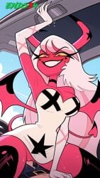 ai_generated cowgirl_position demon_girl ends34 female female_focus helluva_boss red_body sex succubus verosika_mayday_(helluva_boss)