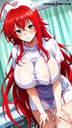 1girls ai_generated big_breasts cumdrip dans_ai female high_school_dxd hospital huge_breasts large_breasts nurse red_hair rias_gremory voluptuous