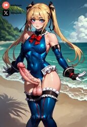 1futa ai_generated blonde_hair blonde_hair blue_eyes breasts cock colored dead_or_alive dick futa_only futanari futanari futanari/female light_skin light_skinned_futanari marie_rose nickythecreator penis sexy sexy_body sexy_pose testicles veiny_penis