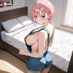 ai_generated big_breasts breasts go-toubun_no_hanayome nakano_ichika nipples pink_hair quintuplets short_hair