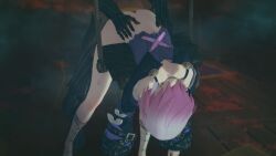 1boy 1girls 3d animated bent_over bottomless cyrene_(honkai:_star_rail) honkai:_star_rail hoyoverse koikatsu partially_clothed ponponpaine tagme video