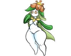 breasts female generation_5_pokemon genitals green_hair green_nipples hair hi_res leaf leaf_arms lilligant nintendo nipples orange_eyes pokemon pokemon_(species) solo tibbs vulva white_body