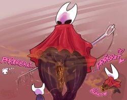 bug fart foamyscatina hollow_knight hollow_knight:_silksong hollow_knight_(franchise) hornet_(hollow_knight) horns hot intentional_soiling scat sexy shit shitting sitting skintight_bodysuit smushing soiling team_cherry thicc thick_thighs vessel_(species)