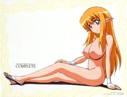 1girls areolae blonde_hair blue_eyes breasts completely_naked completely_naked_female completely_nude completely_nude_female elf elf_female elf_girl female_focus female_only fujii_masahiro gradient_background large_breasts long_hair looking_at_viewer nipples nude_filter pointy_ears sandals sitting smiling smiling_at_viewer solo solo_female third-party_edit tiffania_westwood zero_no_tsukaima