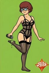 ai_generated bdsm_gear bdsm_outfit dominant dominatrix fashion feet fetish fetish_wear food food_fetish food_play foot_fetish glasses harness lingerie monster monster_energy monster_energy_drink nylon_stockings nylons scooby-doo sheer_clothing stockings velma_dinkley wet wet_body wet_clothes wet_legs wet_stockings