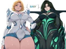 1girls 2025 2d 2d_(artwork) 2girls absurdres armor artist_name artist_signature ass below_view big_ass big_breasts big_thighs black_fingernails black_hair black_lipstick blonde_female blonde_hair blue_eyes blue_eyeshadow blue_lips blue_lipstick blue_nails bob_cut bodysuit breasts bust busty cape choker cleavage clothed clothed_female commentary corset curvaceous curvaceous_female curvaceous_figure curvaceous_hips curves curvy curvy_body curvy_female curvy_figure curvy_hips diamond_(gemstone) diamond_earrings digital_media_(artwork) earrings emma_frost emma_frost_(marvel_rivals) english_commentary english_text expressionless eyelashes eyeshadow female female_only from_below fully_clothed goddess green_eyes green_hair grey_background hair_down hand_on_hip hela hela_(marvel) hela_(marvel_rivals) hellfire_club highres hips hourglass_figure huge_ass huge_breasts huge_thighs jewelry kalennoir large_ass large_breasts large_thighs legs leotard light-skinned_female light_skin lipstick long_hair long_sleeves looking_at_viewer looking_down looking_down_at_viewer low-angle_view makeup marvel marvel_comics marvel_rivals mascara mature mature_female medium_hair multicolored_leotard multiple_girls mutant mutant_(marvel) pale-skinned_female pale_skin questionable sfw sharp_fingernails short_hair simple_background slim_waist smile solo solo_female straight_hair superhero_costume supervillainess teamwork thick thick_hips thick_legs thick_thighs thighs thor_(marvel)_(series) unmasked viewed_from_below villainess voluptuous waist wavy_hair white_background white_corset white_queen wide_hips wide_thighs x-men